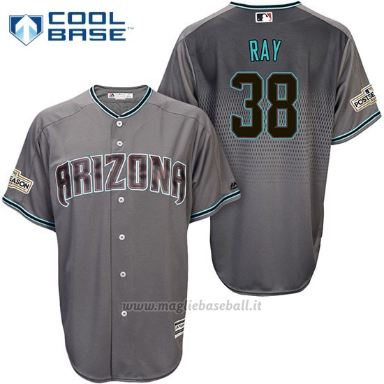 Maglia Baseball Uomo Arizona Diamondbacks 2017 Postseason 38 Robbie Ray Grigio Cool Base